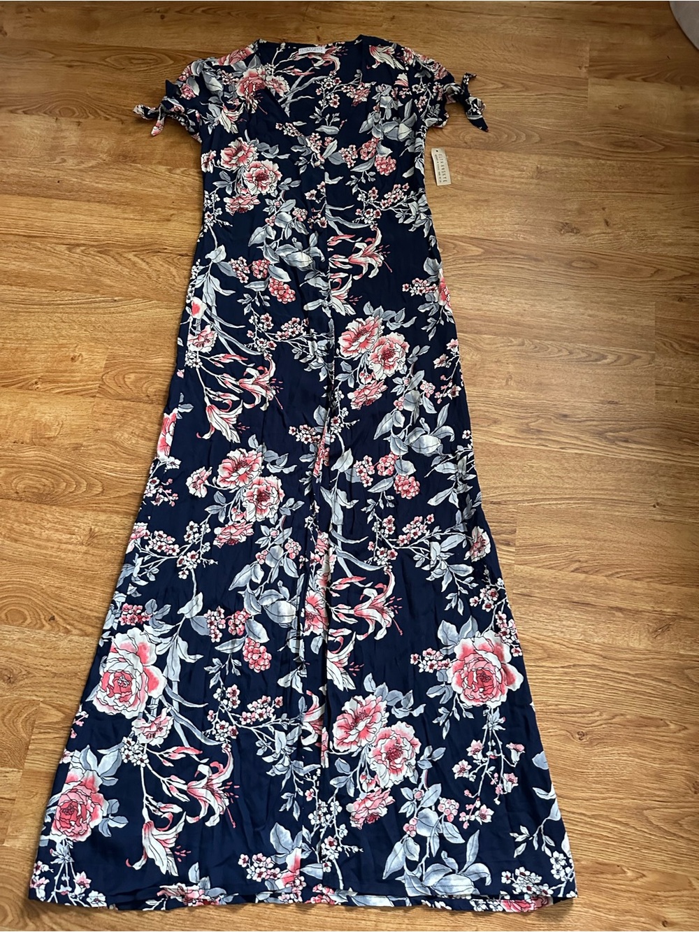 New! Flynn Skye Ale Navy Floral Long Maxi Dress S